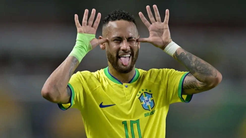 Neymar comemora gol pela Seleção Brasileira